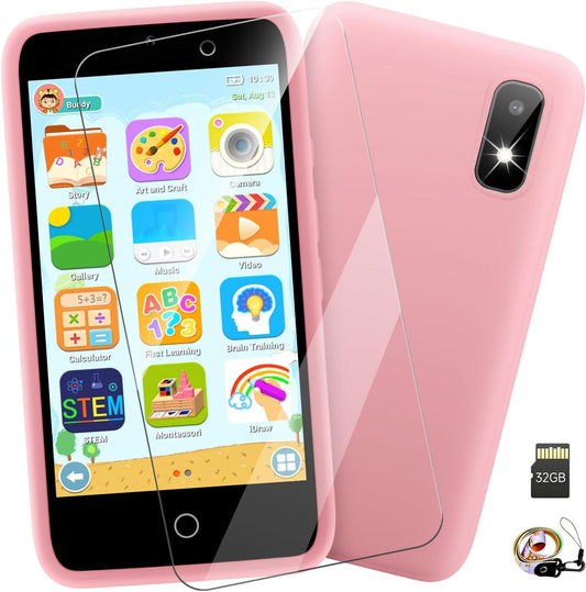 Minibear kids toy smartphone pink front view with touchscreen