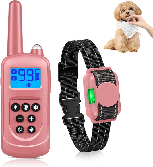 Fashilead tiniest dog training collar in pink front view