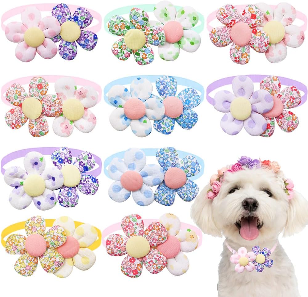MaSue Pets flower dog collar charms ten piece set front view showcase