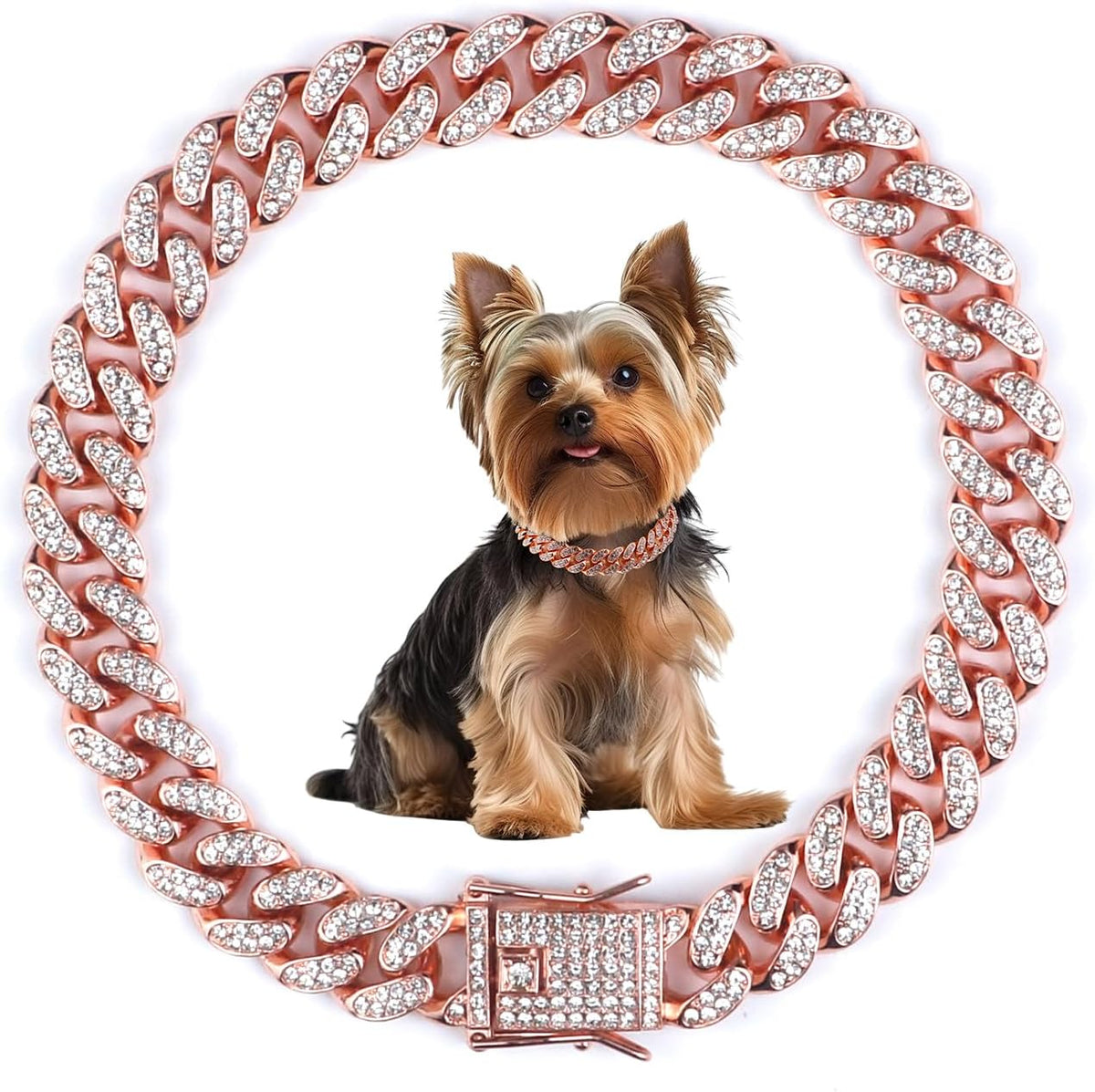 Cuban Dog Chain Collars, Silver Crystal Pet Necklace, Metal Pet Necklace with Safety Buckle Lock, for Small Medium Large Dogs Cats (12 Inch) - Image 15