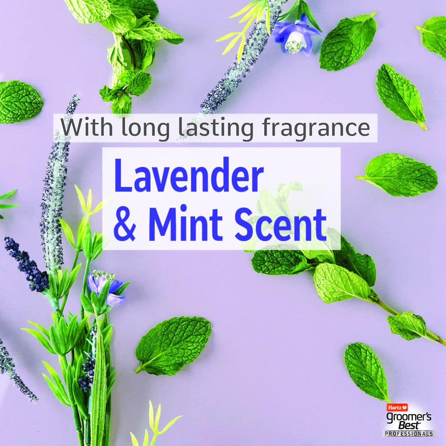 Hartz lavender and mint scented professional dog conditioner and cleanser bottle close up