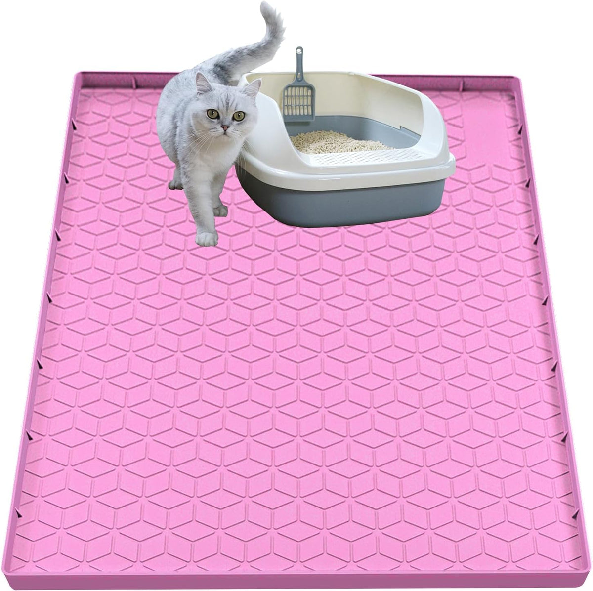 Cat Litter Mat for Litter Box, Silicone Large Cat Litter Trapping Mat - 34x22 in, Waterproof & Non-Slip, Durable & Easy Clean, Gray - Image 9