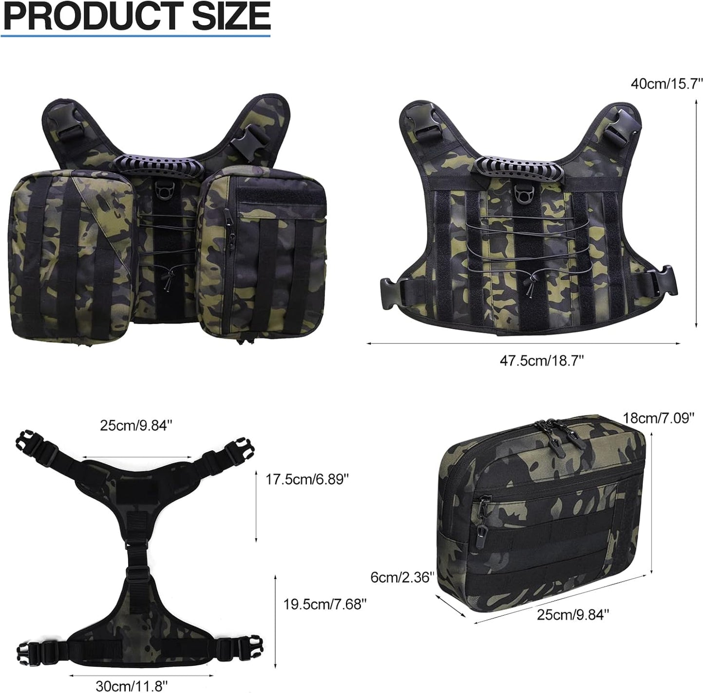 BYGD dog backpack with side bags removed showing the underlying walking harness structure