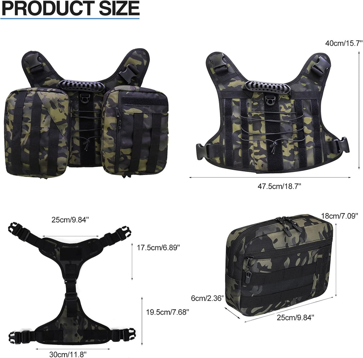 BYGD dog backpack with side bags removed showing the underlying walking harness structure