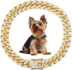 Cuban Dog Chain Collars, Silver Crystal Pet Necklace, Metal Pet Necklace with Safety Buckle Lock, for Small Medium Large Dogs Cats (12 Inch) - Image 11