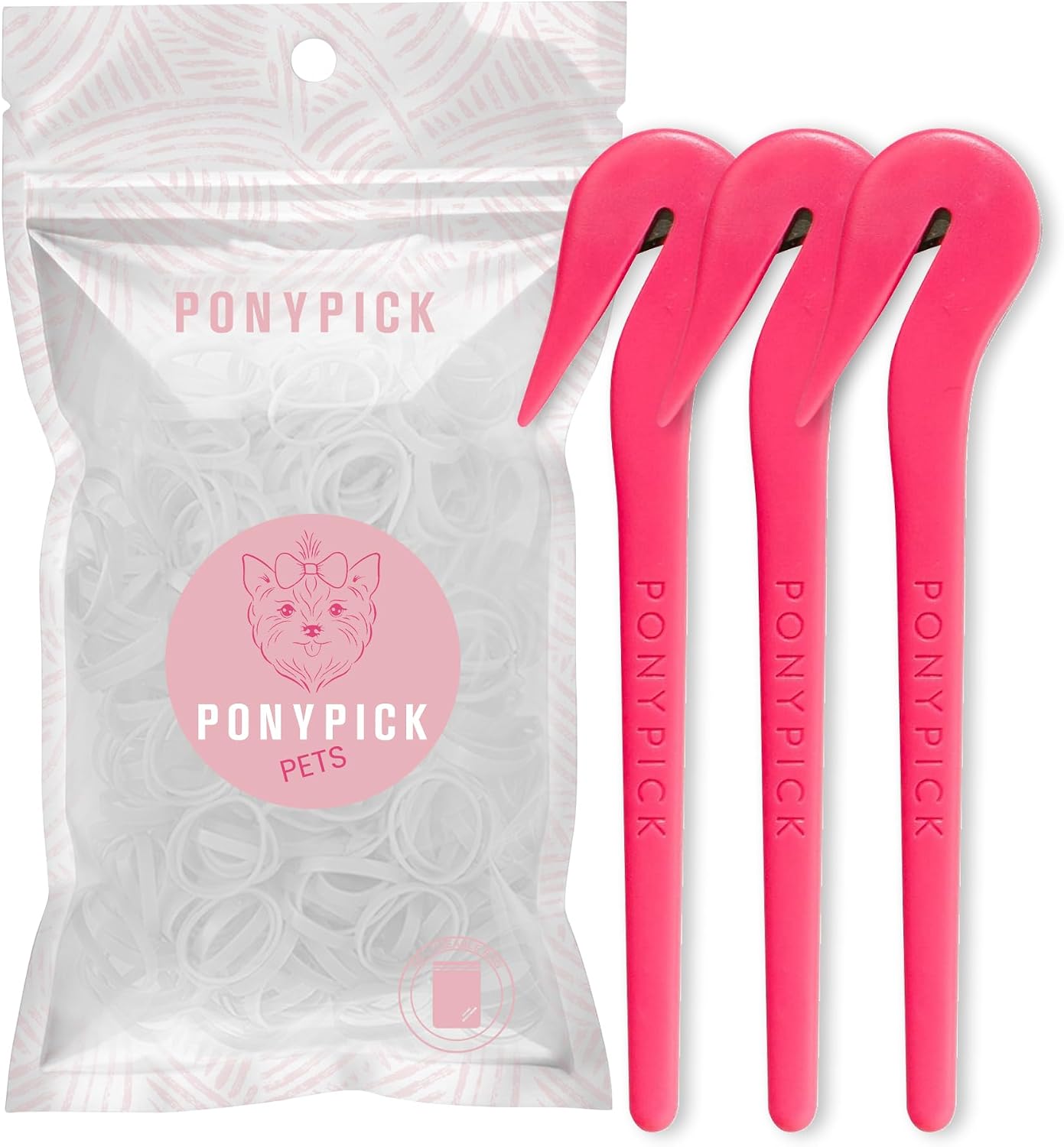 Pony Pick pet hair elastic rubber band cutter tool set front view