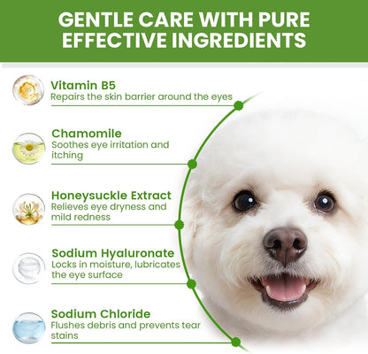 CALANDIS pet health care eye drop application illustration