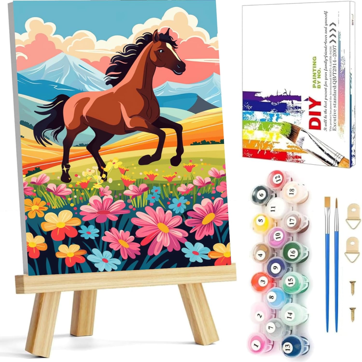 Arttoplus OfFsum horse paint by numbers kit front view showing packaged craft set