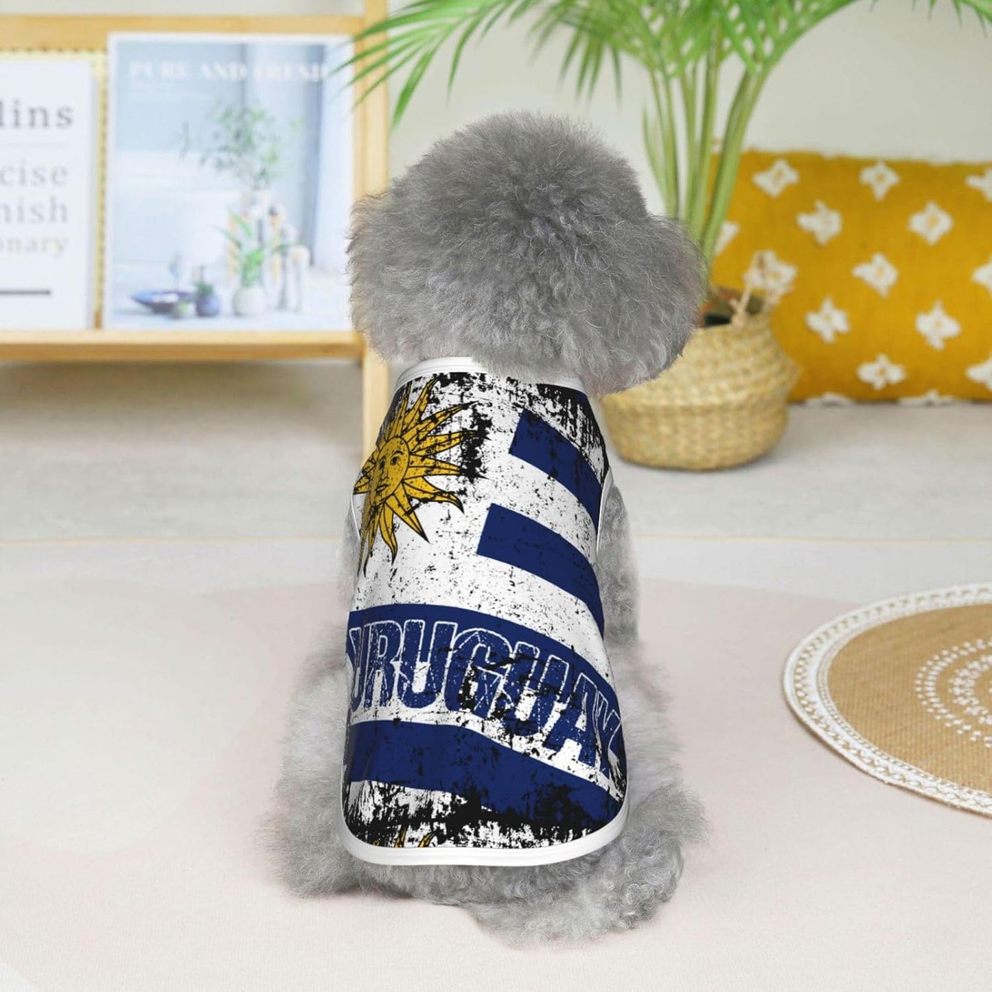 Cat wearing comfortable vintage flag summer pet shirt