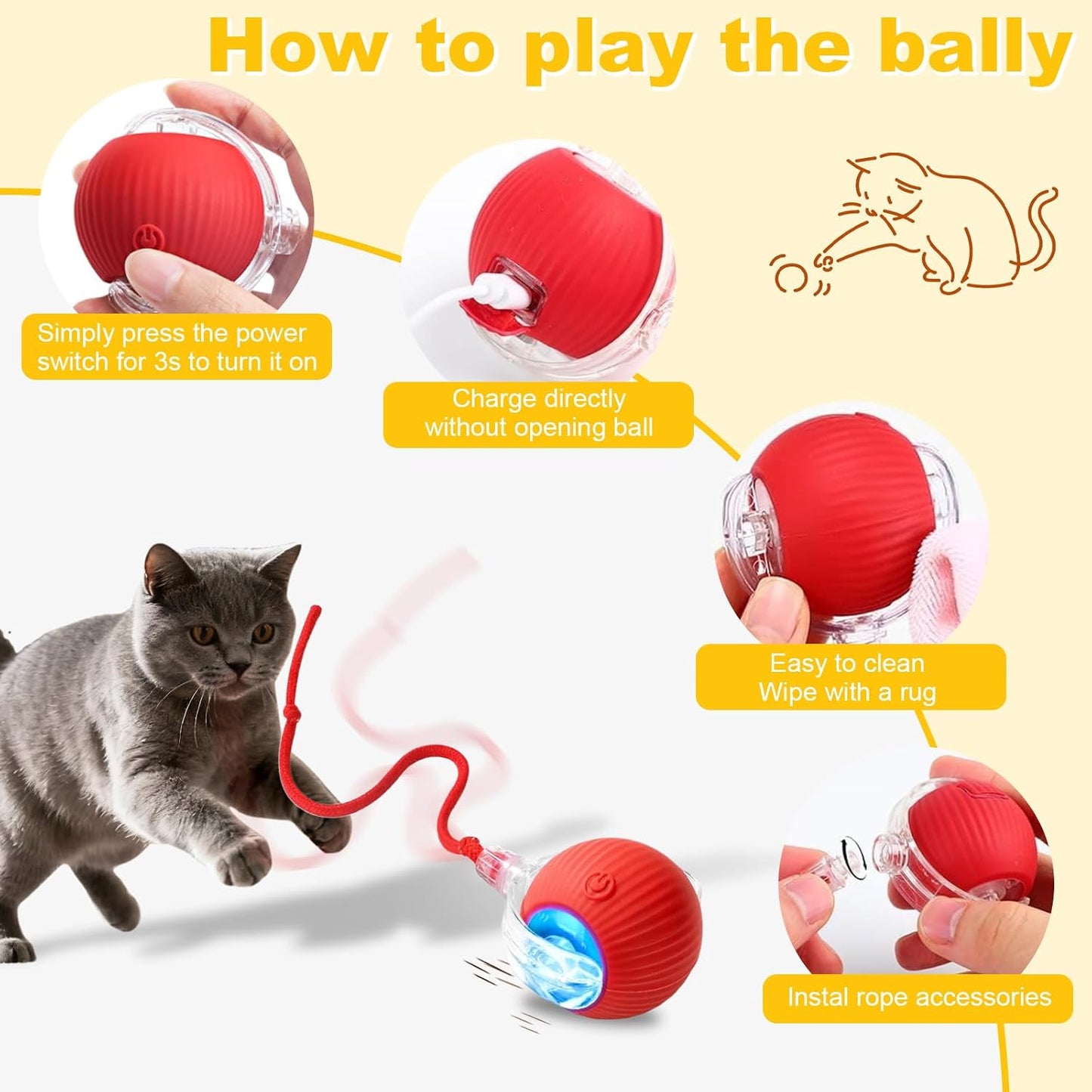 Petayouj pet activity gadget showing fast charging capability and speed settings.