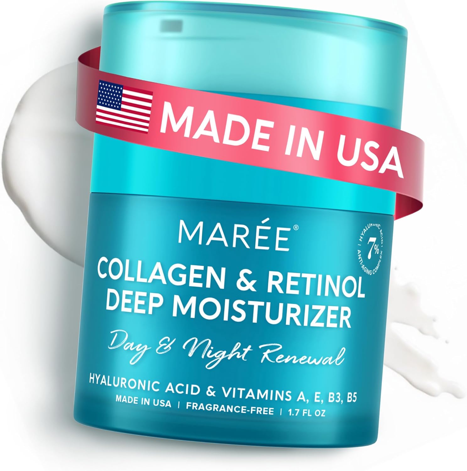 MAREE Face Moisturizer Retinol and Collagen Cream front view jar
