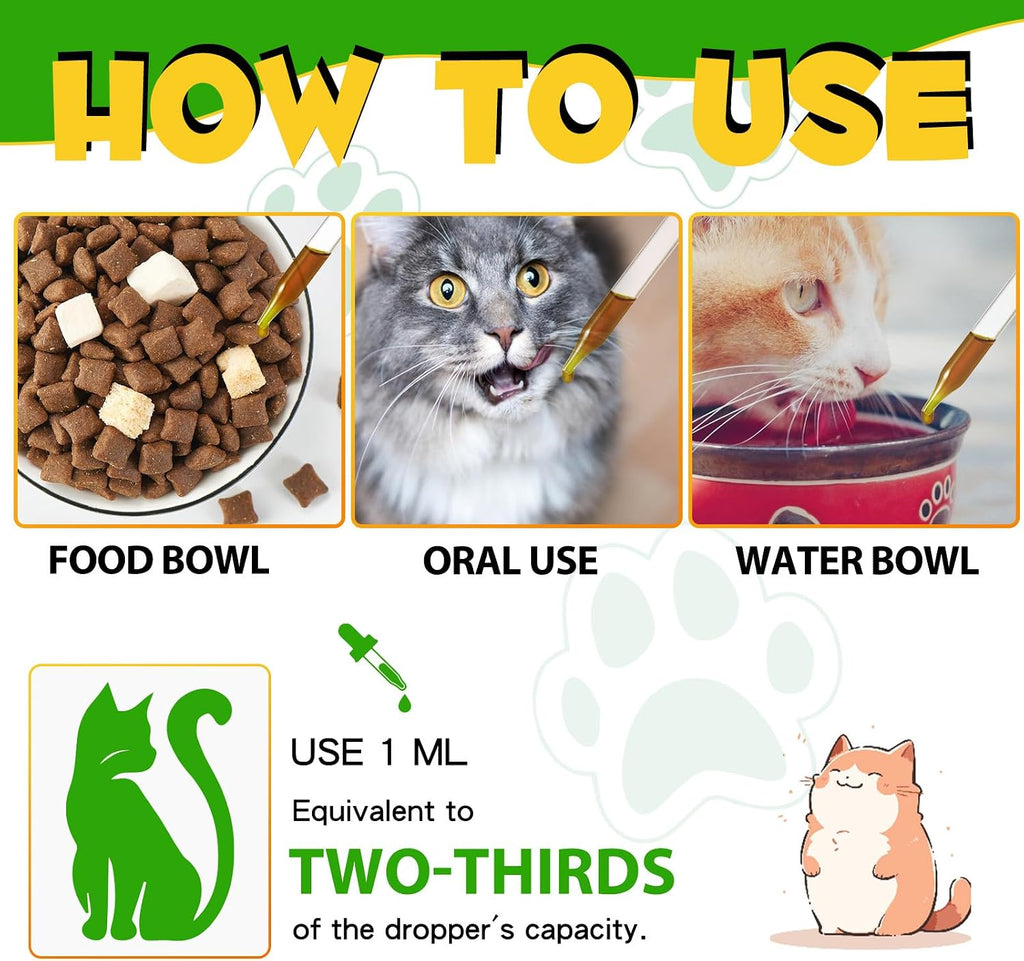 Close up of the dropper tool measuring the recommended dosage for constipated senior cats.
