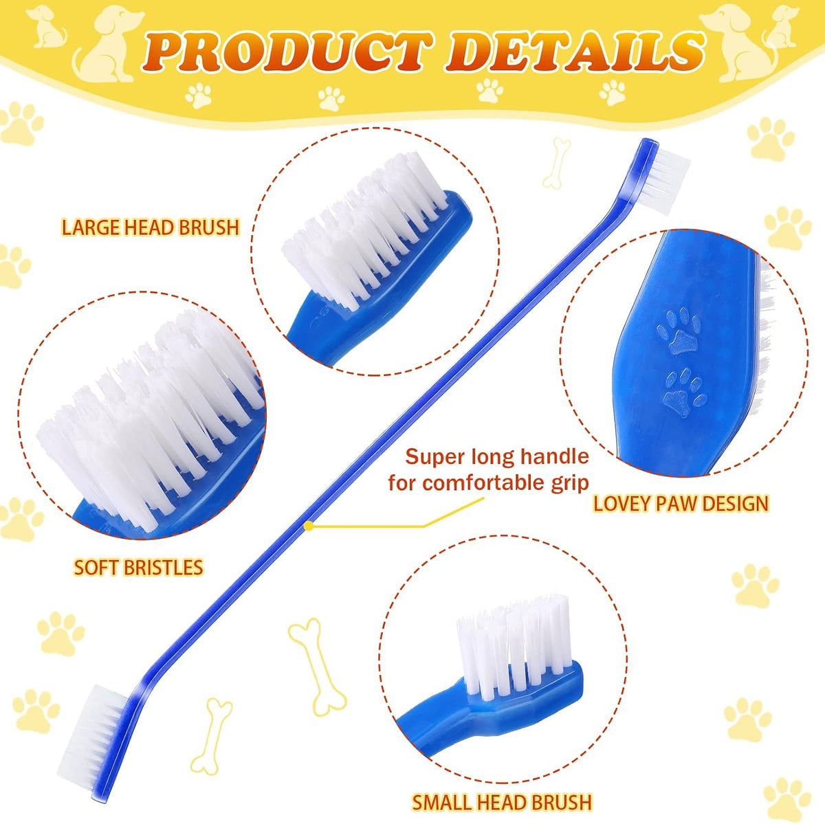 Five colors of Nuenen dog toothbrushes in bulk pack