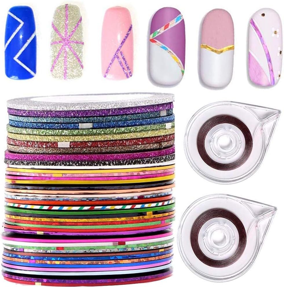 Beuniar 40 rolls nail striping tape line kit with dispensers