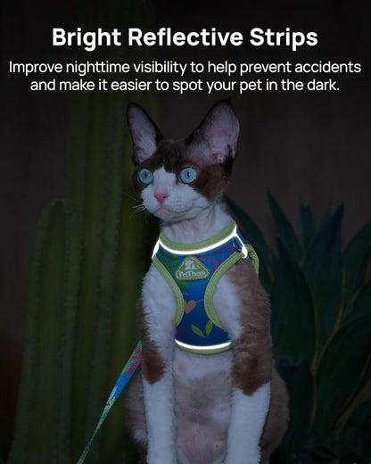 PetThem adjustable cat harness with reflective strips for night safety