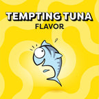 Close up of tuna flavored jumbo cat treats product label