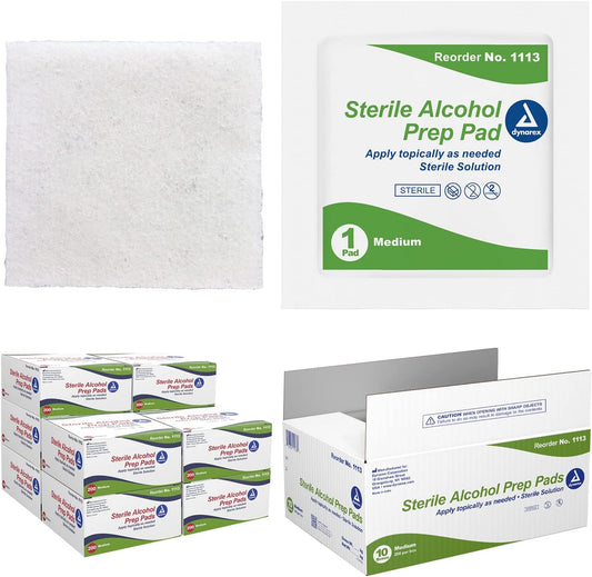 Dynarex 1113-CS Sterile Alcohol Preparation Pad front view of individual pouch medical antiseptic.