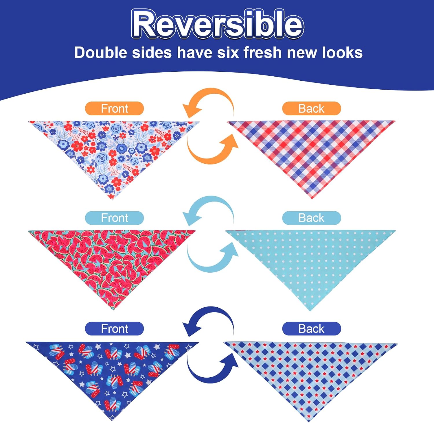 Three piece colorful triangle pet bibs for large dogs