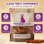 Grain free duck sausage dog treats made in USA