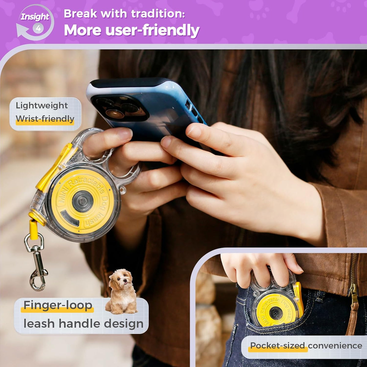 Compact Gluckelk leash size comparison with smartphone
