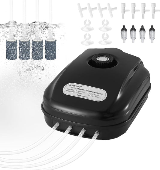 Aquaneat 300GPH aquarium air pump front view showing outlets