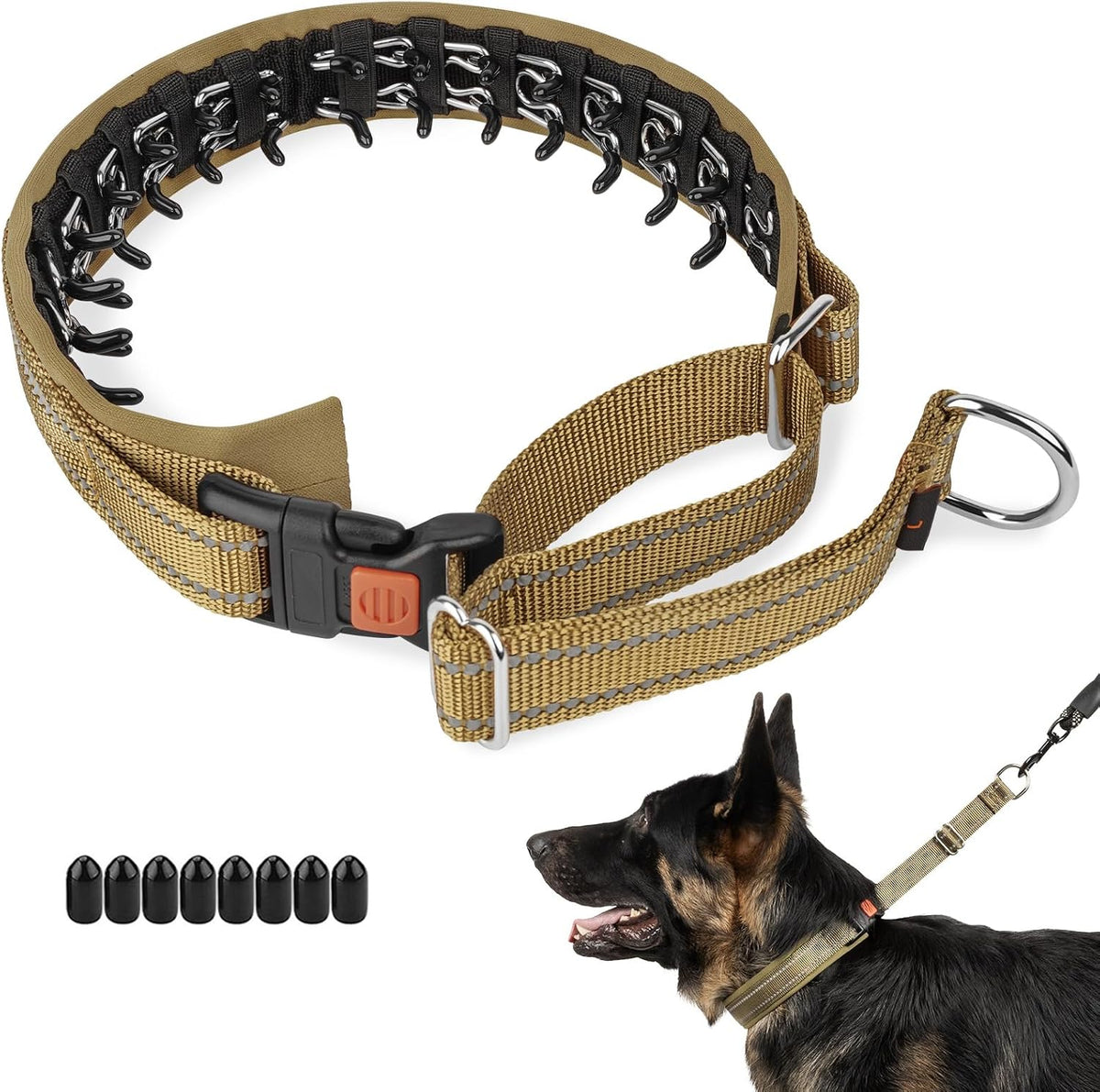 Mayerzon Martingale No Pull Collar for Medium Large Dogs German Shepherd Doberman Pitbull, Patented Anti Pull Correction Dog Collar for Safety Walking Training, Reflective, Adjustable(M/L, Army Green) - Image 9