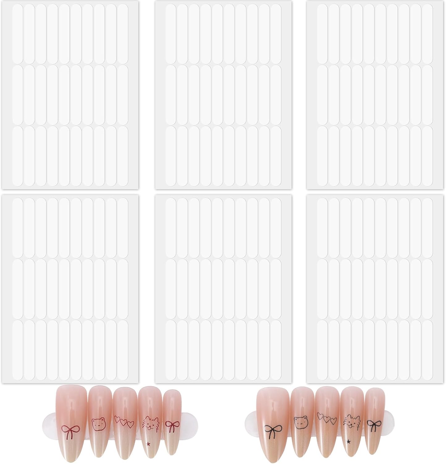 Winsyison double sided nail tape front view showing clear adhesive sheets for press on extensions