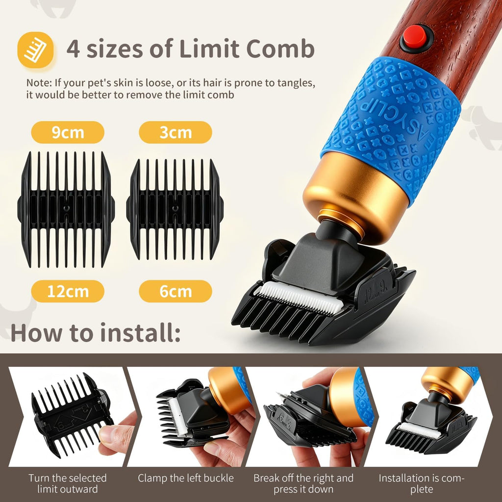 Low noise electric pet trimmer for dogs and cats close up view
