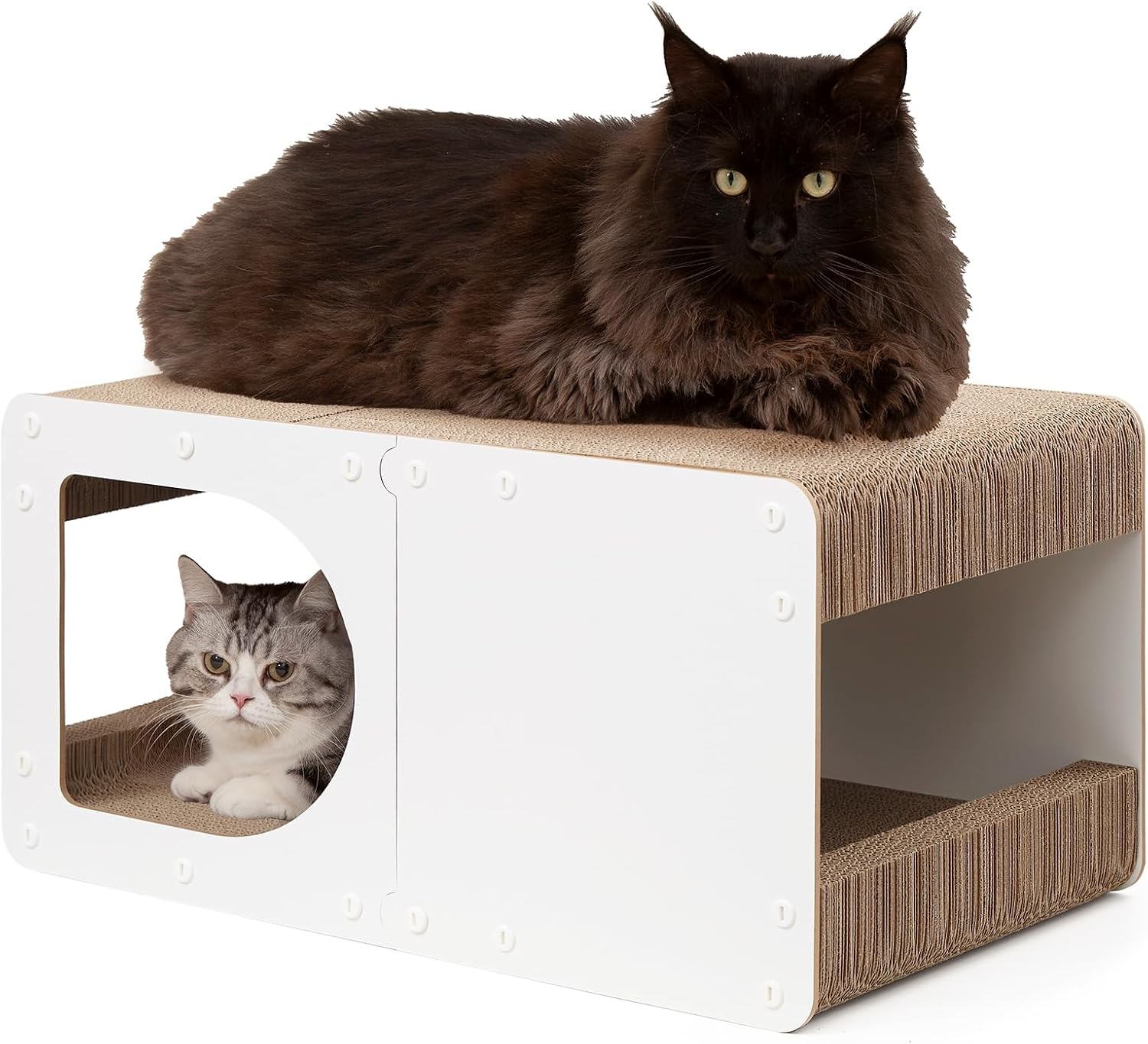 EHEYCIGA Cardboard Cat Scratcher House, 23-Inch Corrugated Cat Scratcher for Indoor Cats, Extra Large Scratching Board Pad, Brown - Image 11