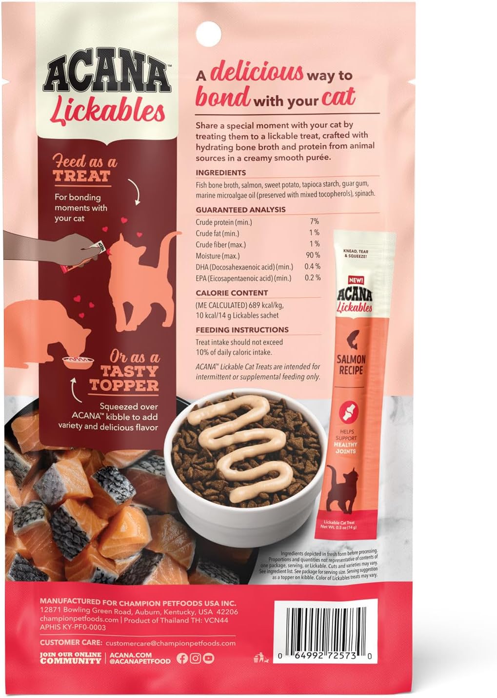 Close up of ACANA Lickables salmon treat texture