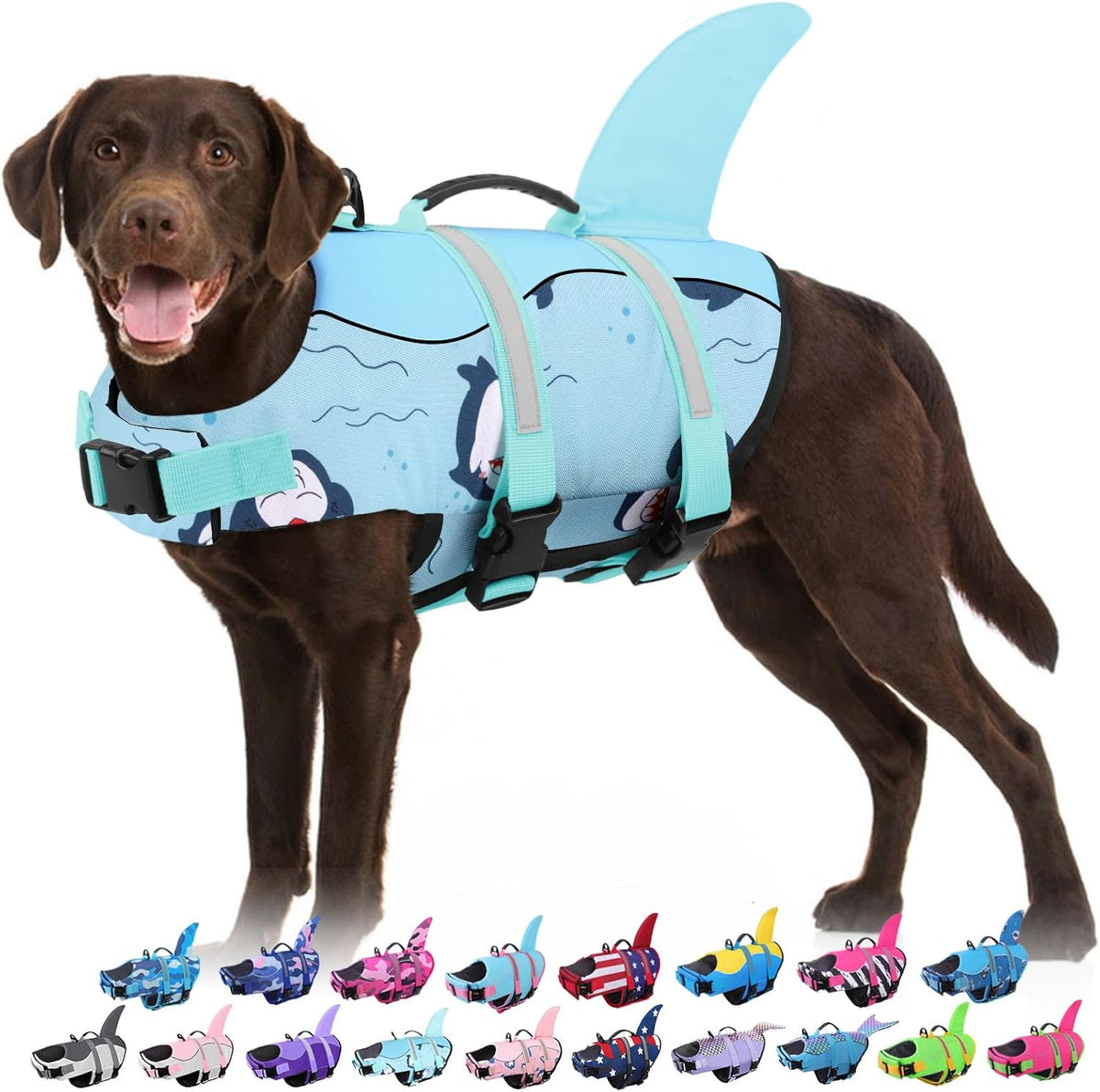 Bess Bridal Dog Life Jacket - Shark Life Vest for Swimming Boating - Reflective Lifejacket Swimsuit for Small Medium Large Dogs - High Buoyancy Lifesaver Preserver with Rescue Handle, Pink Shark XL - Image 14