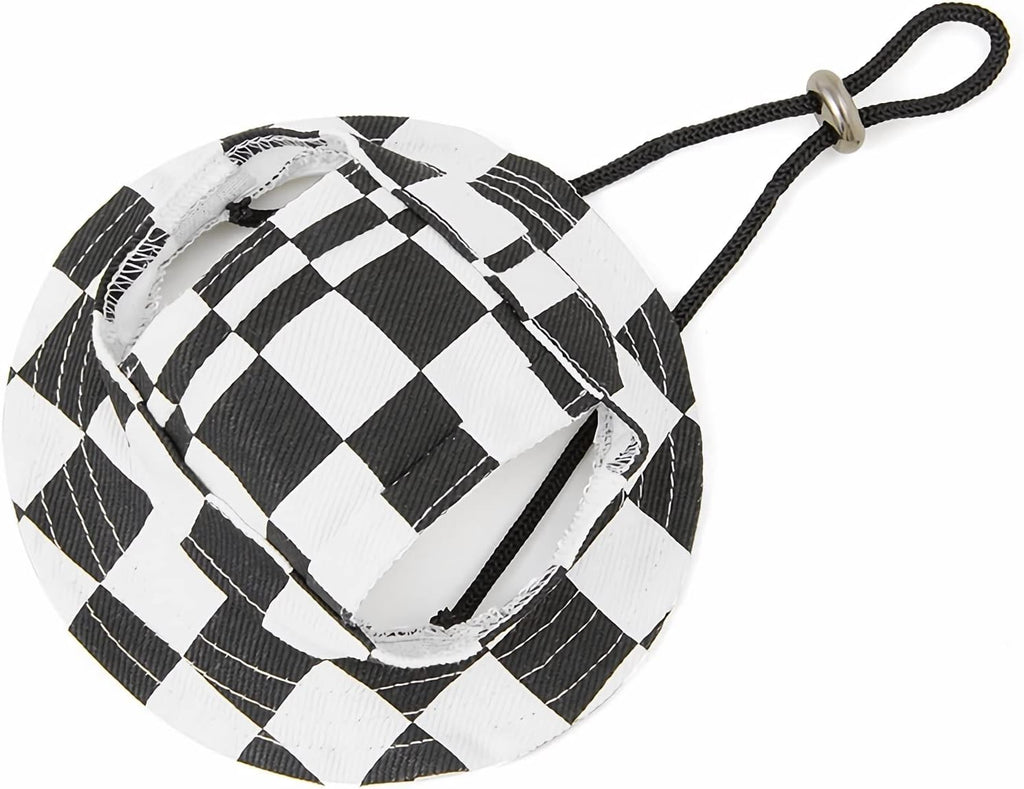 Dog Sun Hat Cute Pet Hat Trucker Hat with Ear Holes for Sun Protection Adjustable Square Print Cotton Fisherman's Hat for for Small Medium Dogs Cats - Image 11