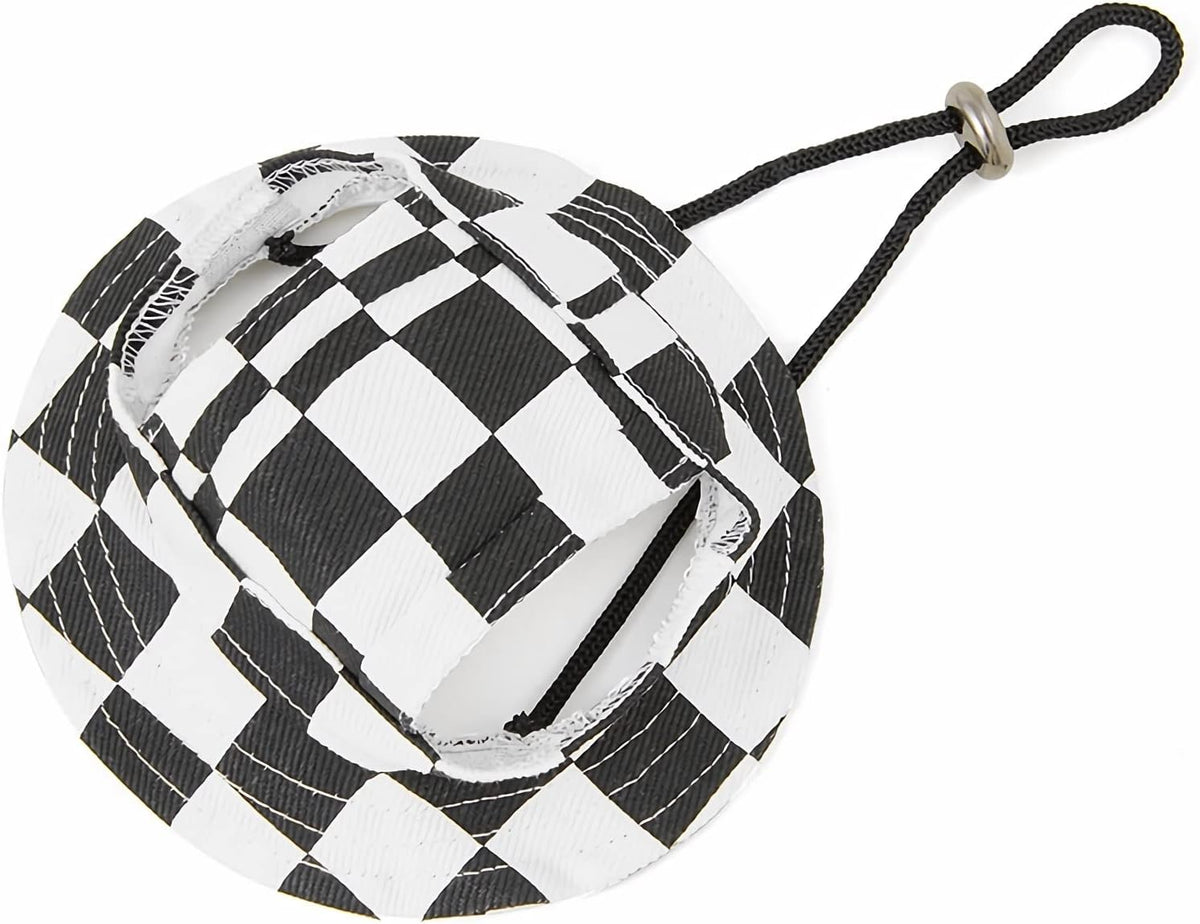 Dog Sun Hat Cute Pet Hat Trucker Hat with Ear Holes for Sun Protection Adjustable Square Print Cotton Fisherman's Hat for for Small Medium Dogs Cats - Image 11
