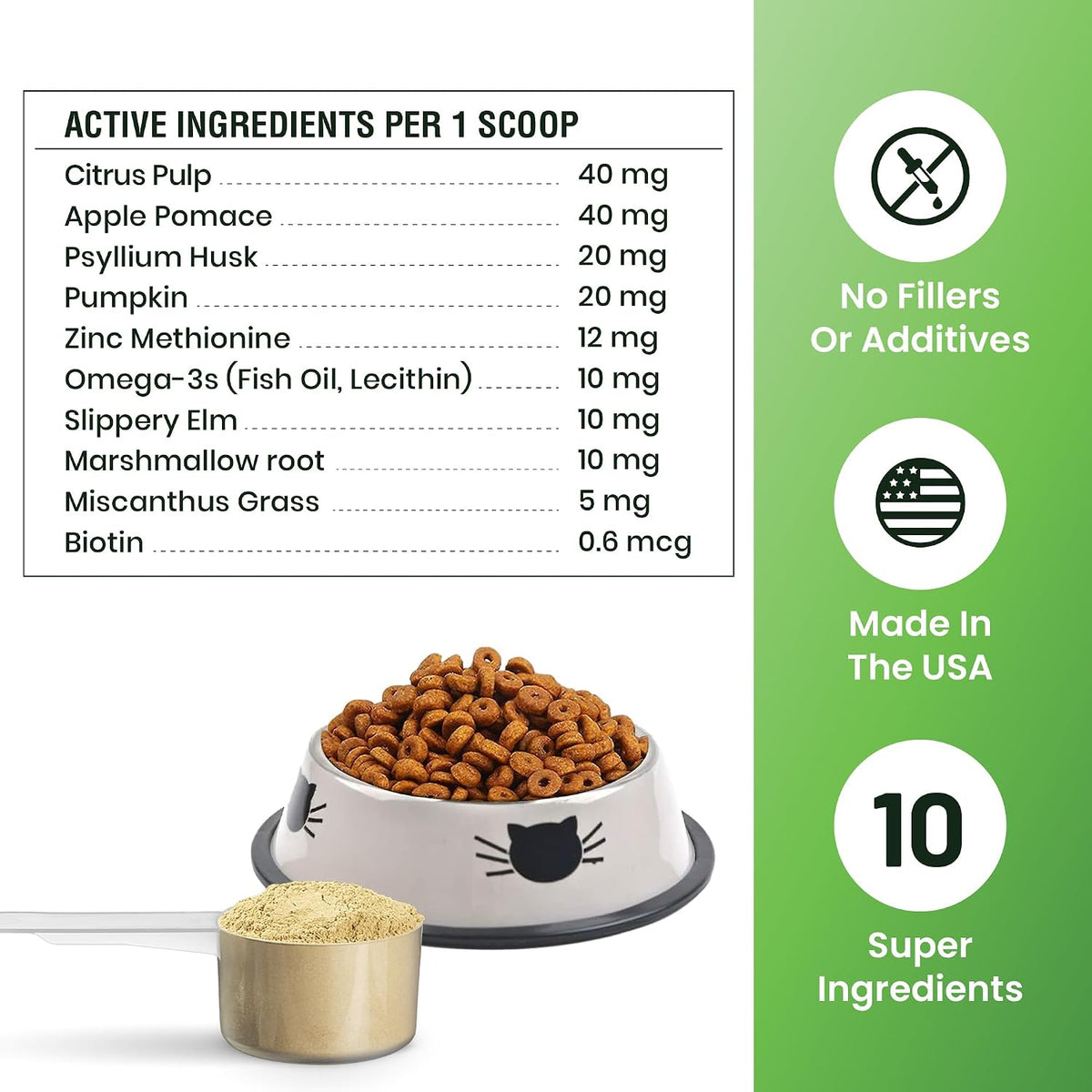 Special Breed cat supplement powder being sprinkled onto wet pet food for easy feeding