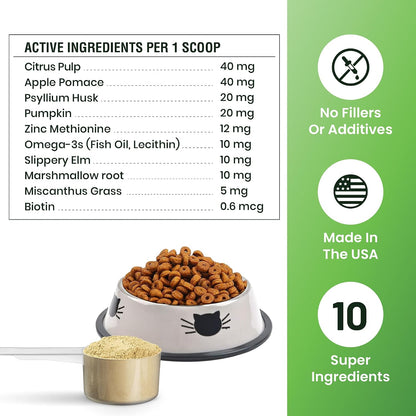 Special Breed cat supplement powder being sprinkled onto wet pet food for easy feeding