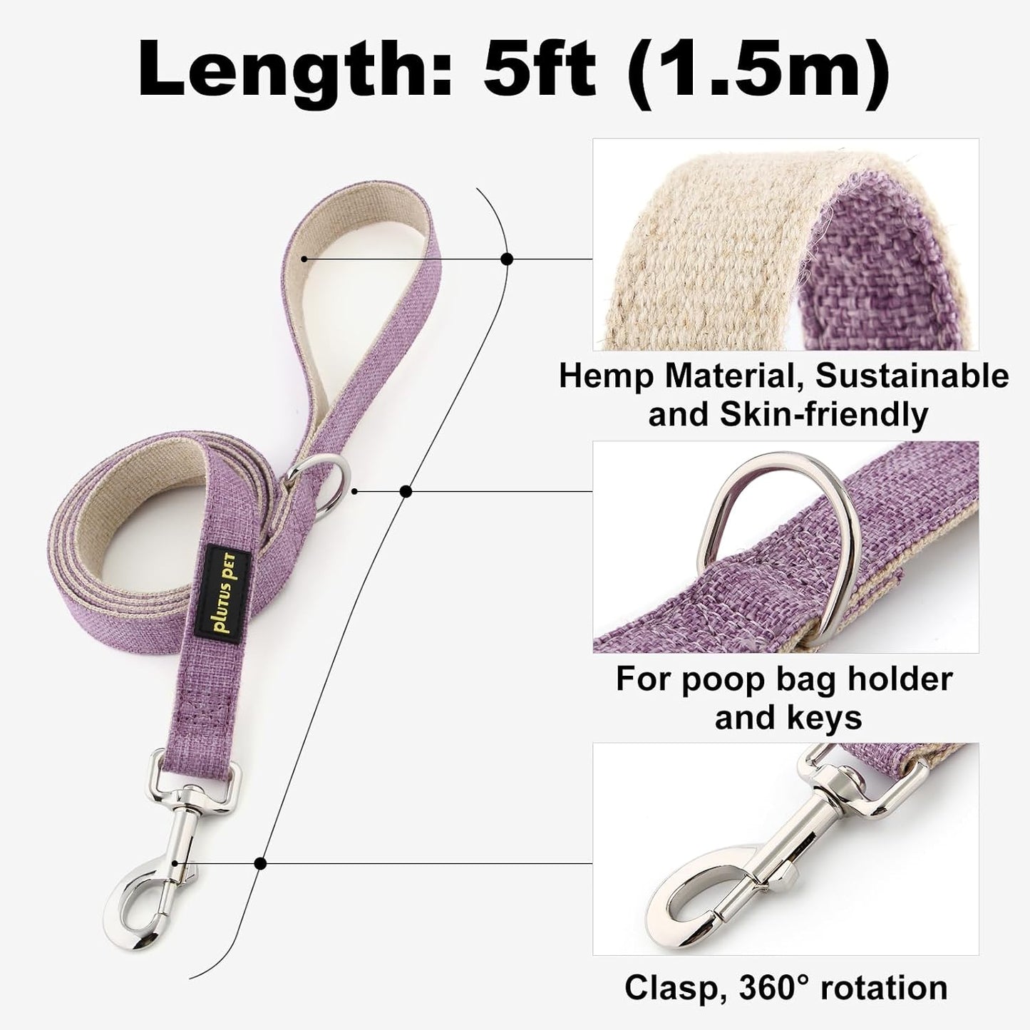 Small size lavender dog collar and leash set for pets