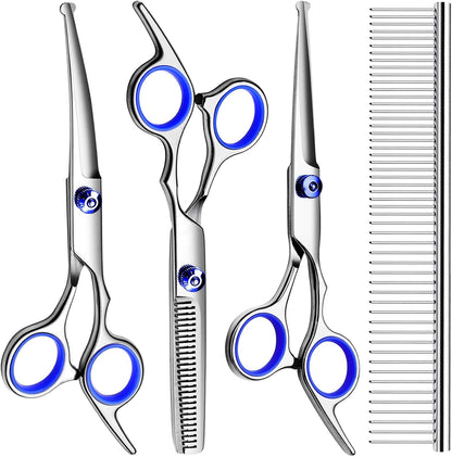 FAIGEO Dog Grooming Scissors with Safety Round Tips Stainless Steel Professional Dog Grooming Kit - Thinning, Curved Scissors and Comb for Cat Pet (Pink 4 in 1) - Image 10