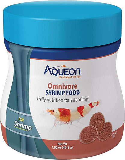 Aqueon Omnivore Shrimp Disc Food 1.65 Ounces front packaging view premium aquarium pet care supply