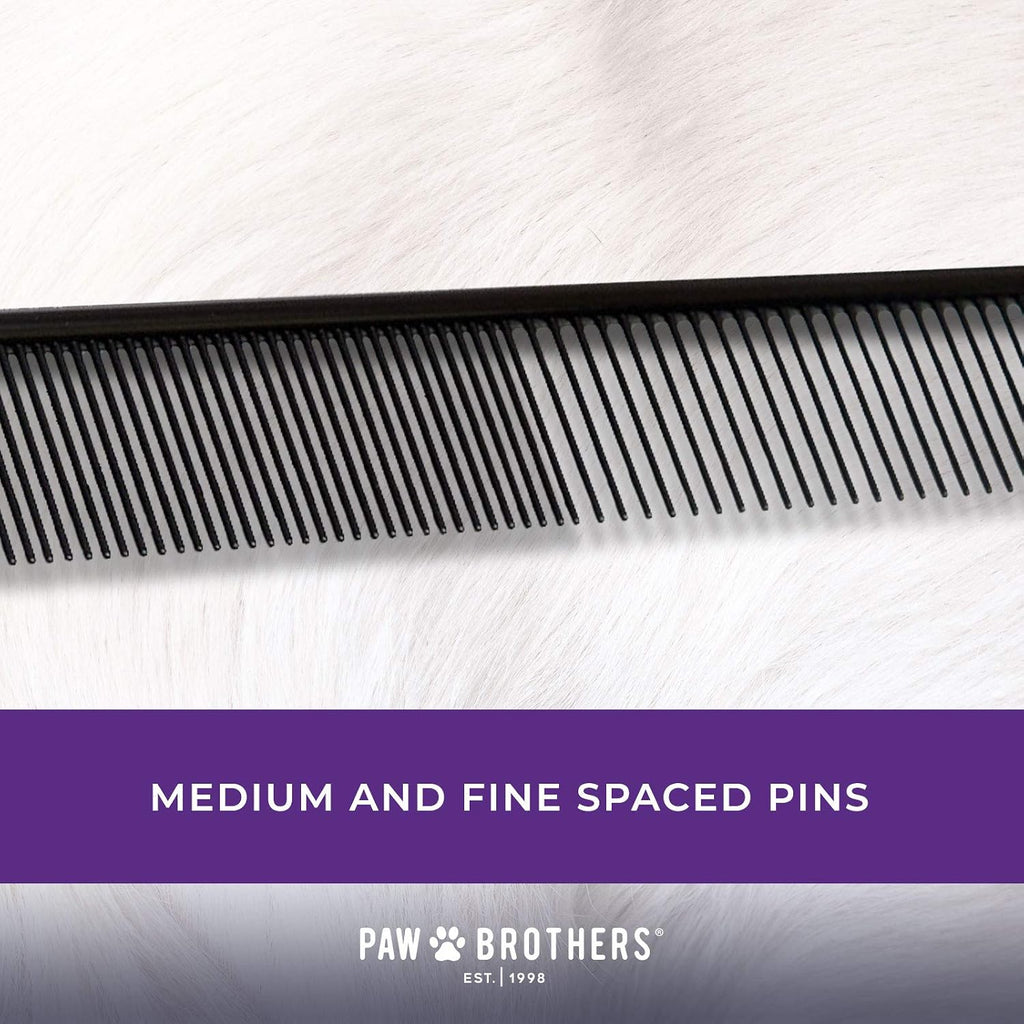 Paw Brothers True Teflon Steel Comb ergonomic handle design close up