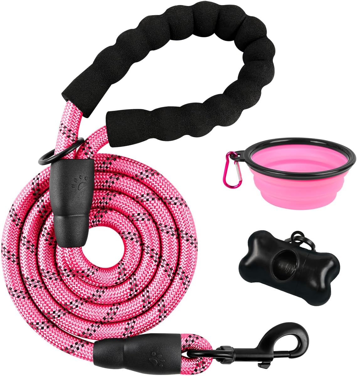 BARKBAY heavy duty rope dog leash pink front view