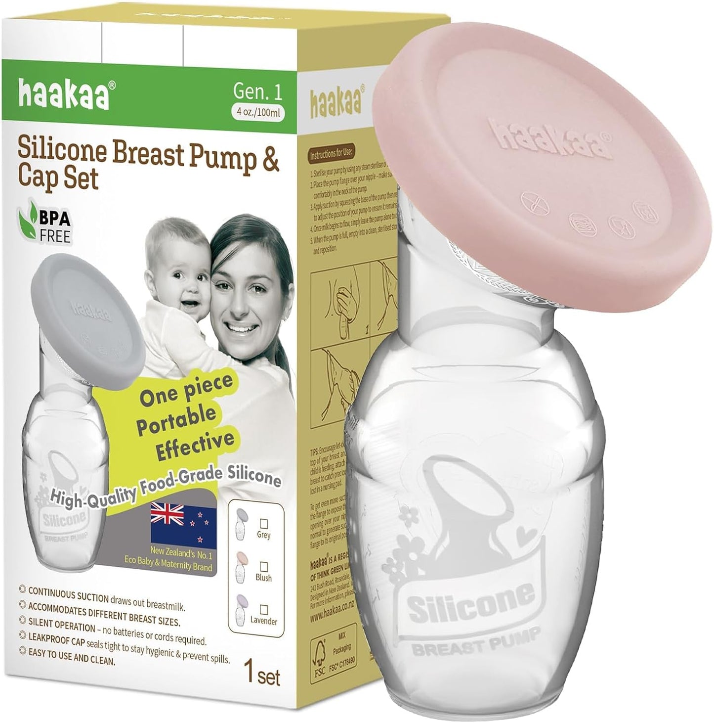 Haakaa manual breast pump front view showing food grade silicone design