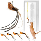 Premium non toxic cat teaser wand refill pieces with small silver jingle bells attached.