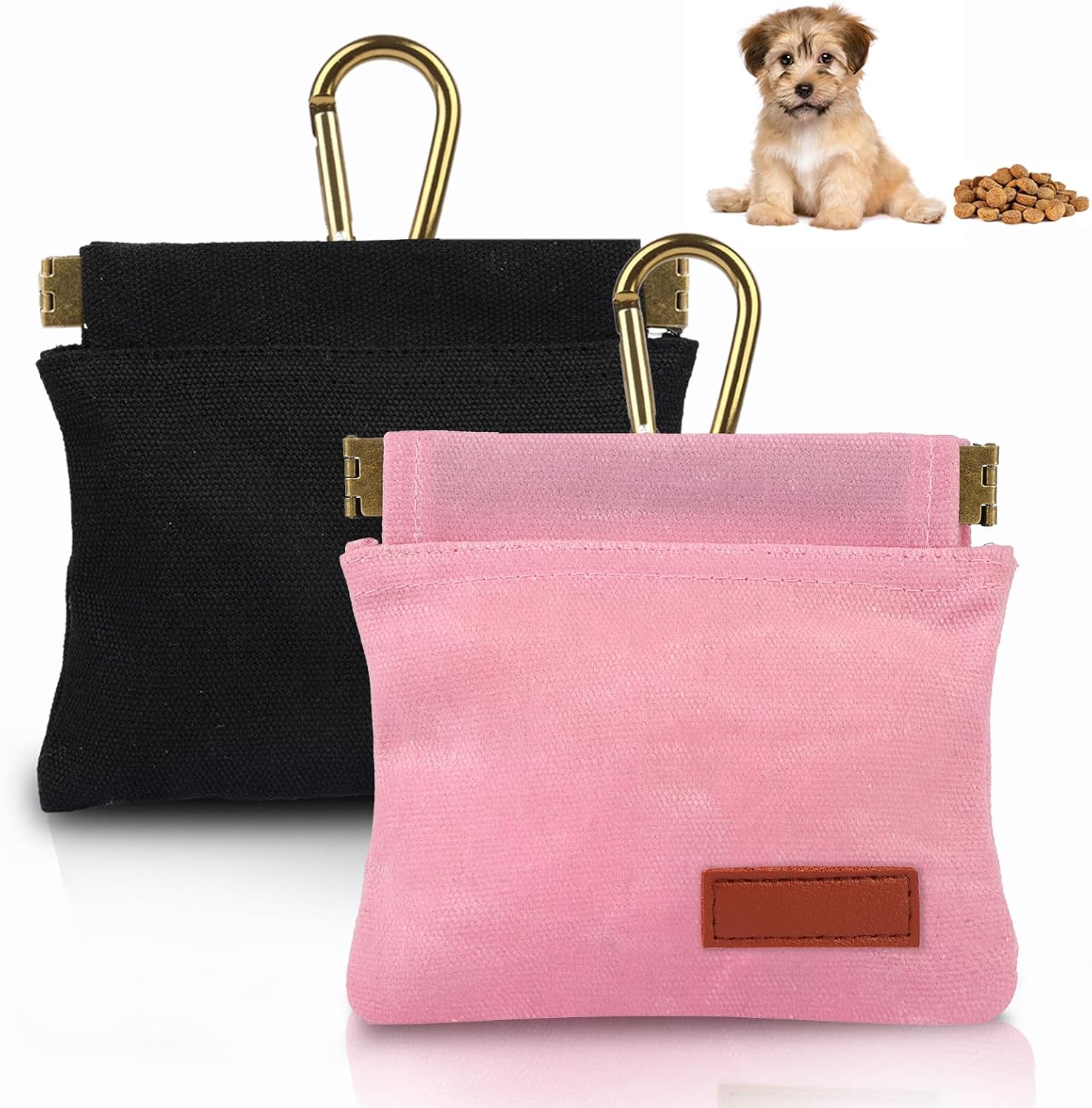 2Pcs Dog Treat Pouches for Pet Training, Hand Free Puppy Dogs Treat Bag with Carabiner, Portable Auto Closing Pet Dog Walking Bag for Travel or Outdoor Use, Pets Feed Snack Reward Pocket- Black, Green - Image 11