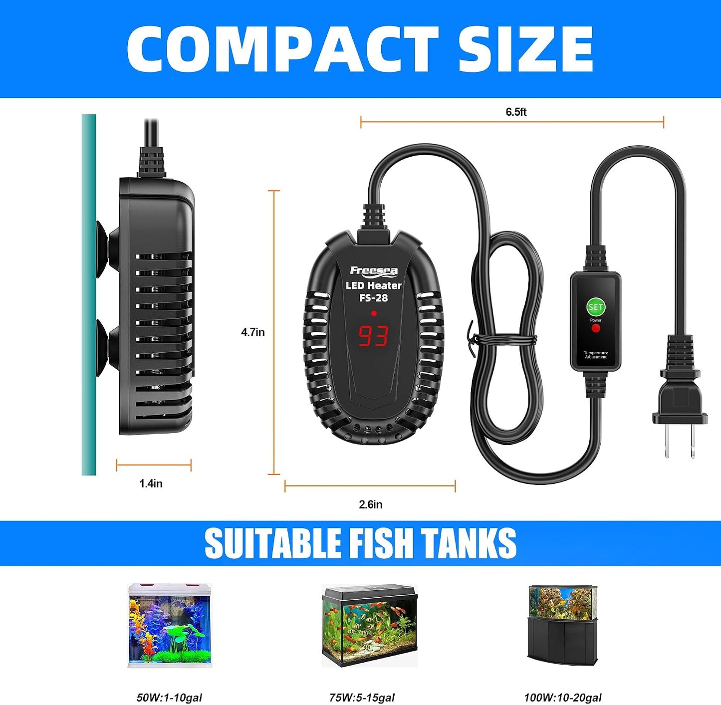 Submersible Freesea turtle tank heater inside aquarium