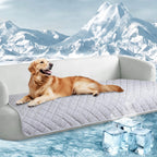 MH MYLUNE HOME cooling dog sofa cover front view featuring a comfortable pet resting on the self cooling pad