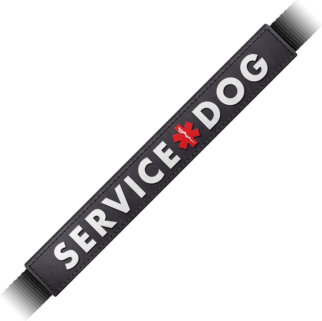 Tuff Pupper waterproof leash sleeve front view displaying service dog message.