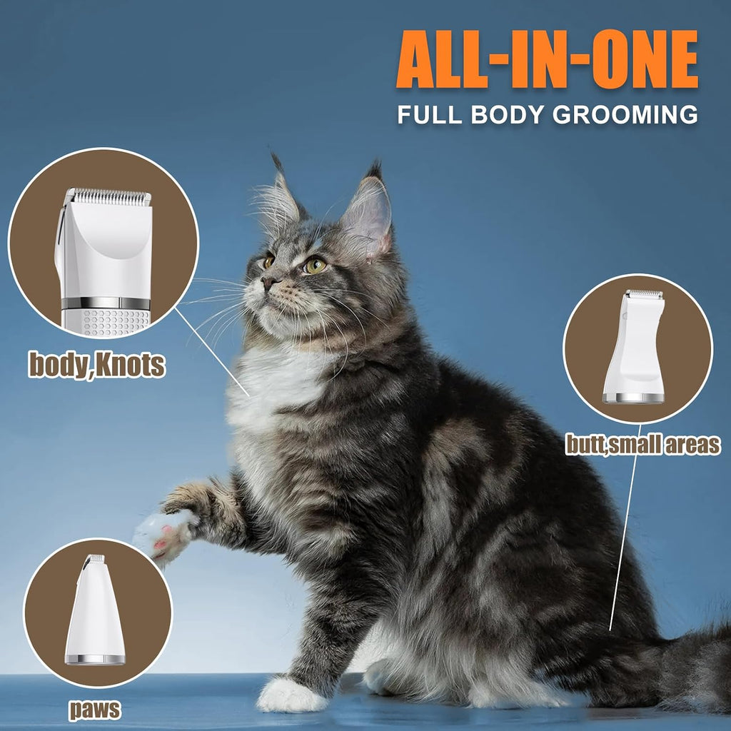 Bautrium 3 in 1 cordless pet razor with interchangeable ceramic trimmer heads