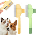 Generic Zen Brush for cats front view displaying yellow and green self-cleaning grooming tools.