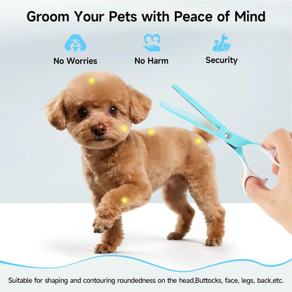 Ergonomic handle details of Petfun professional pet grooming scissors.