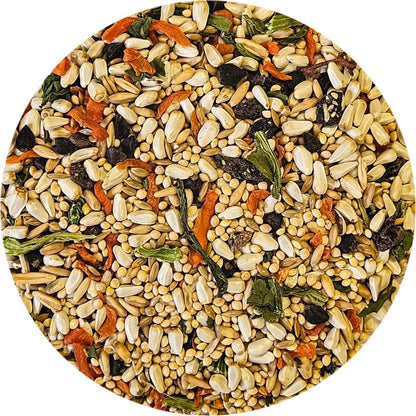 Sweet Harvest bird food packaging details and branding